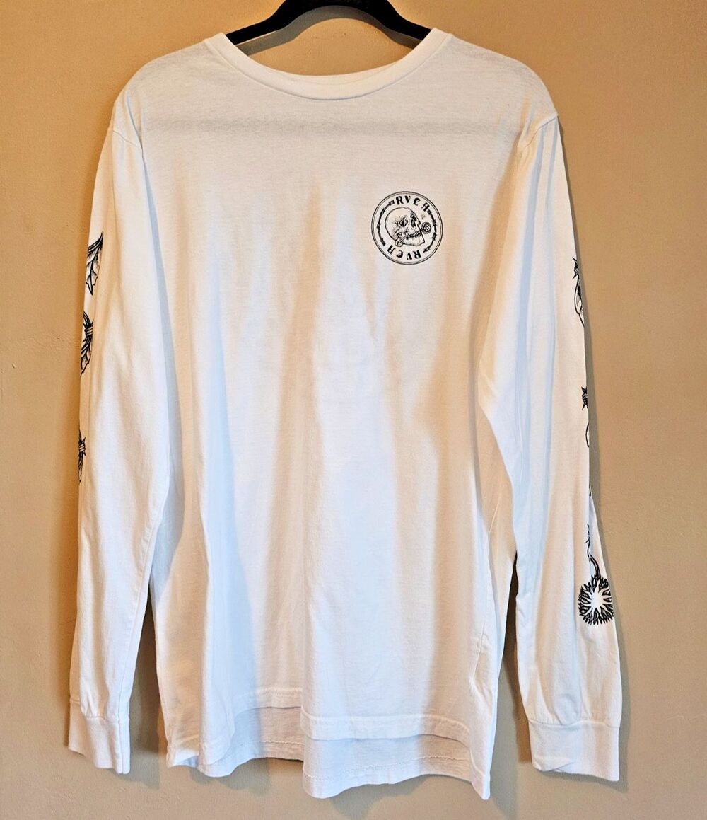 RVCA VA Men’s Large White  Long Sleeve T Shirt Balance Of Opposites Graphic